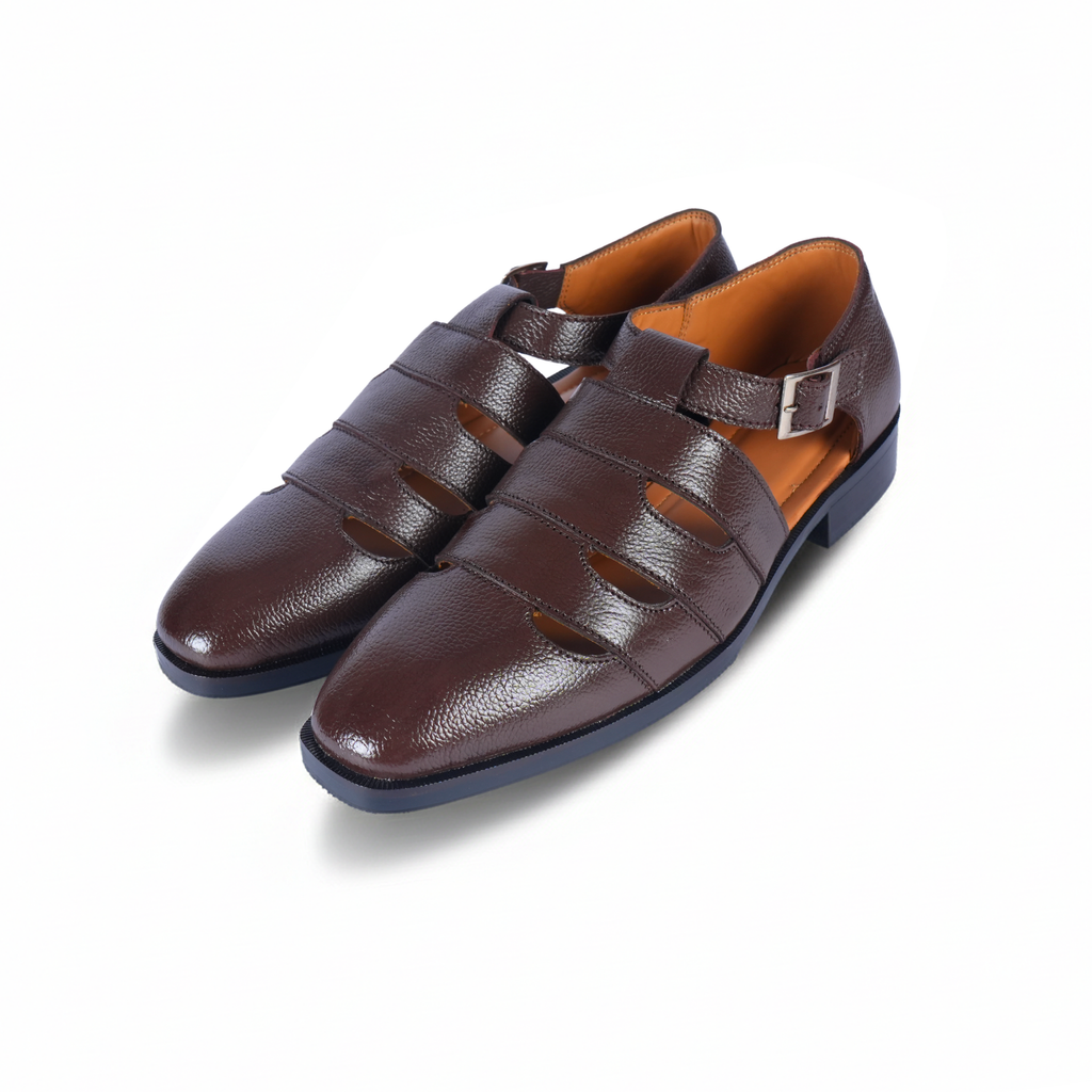BROWN ITALIAN MILD THREE CUT SANDALS – Nawabi Design & Italian T Shape