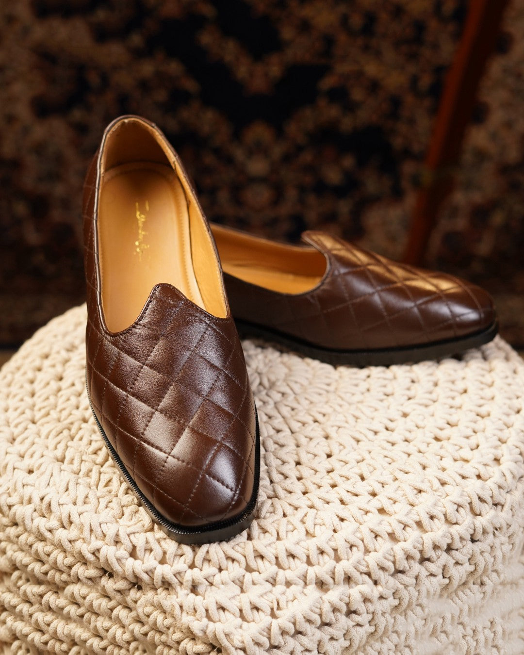 Brown Quilted Jutti