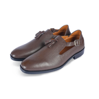 BROWN TESSEL JUTTI – Mild Italian Textured Leather & Italian T Shape