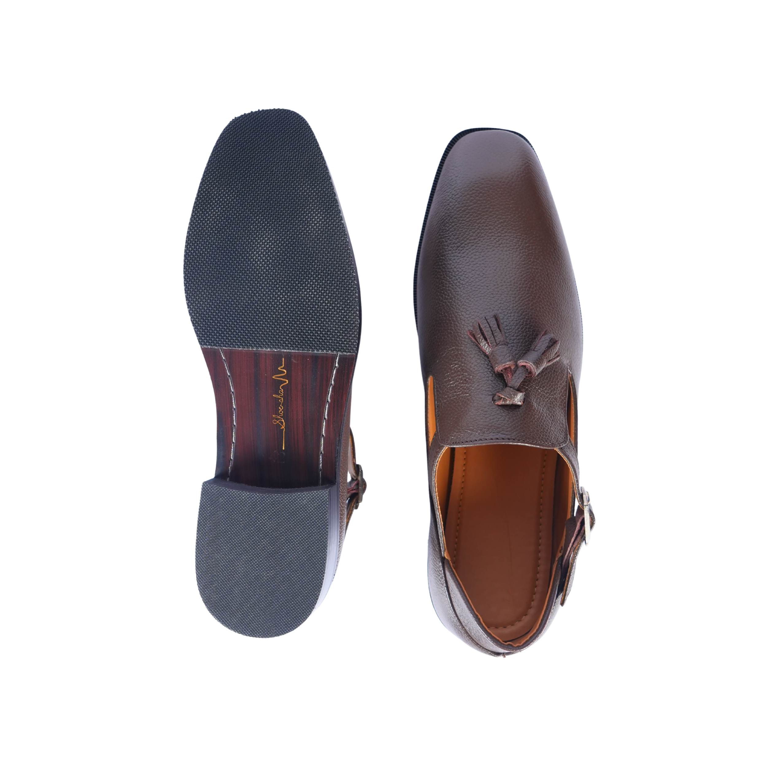 BROWN TESSEL JUTTI – Mild Italian Textured Leather & Italian T Shape