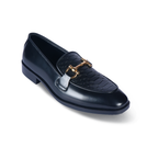 Noir Oro Italian Loafer – Black Italian Leather with Golden Buckle