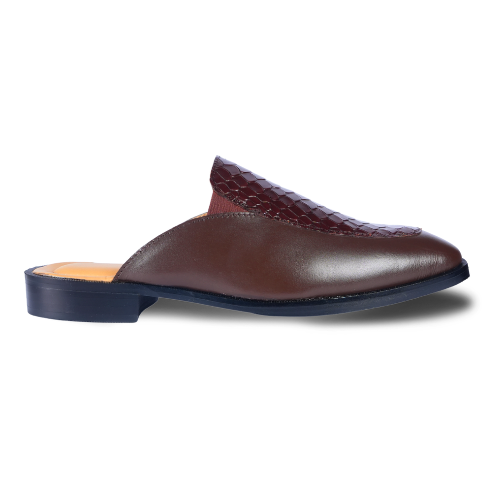 Serpente Luxe Brown Mules – Italian Shape & Ethnic Versatility