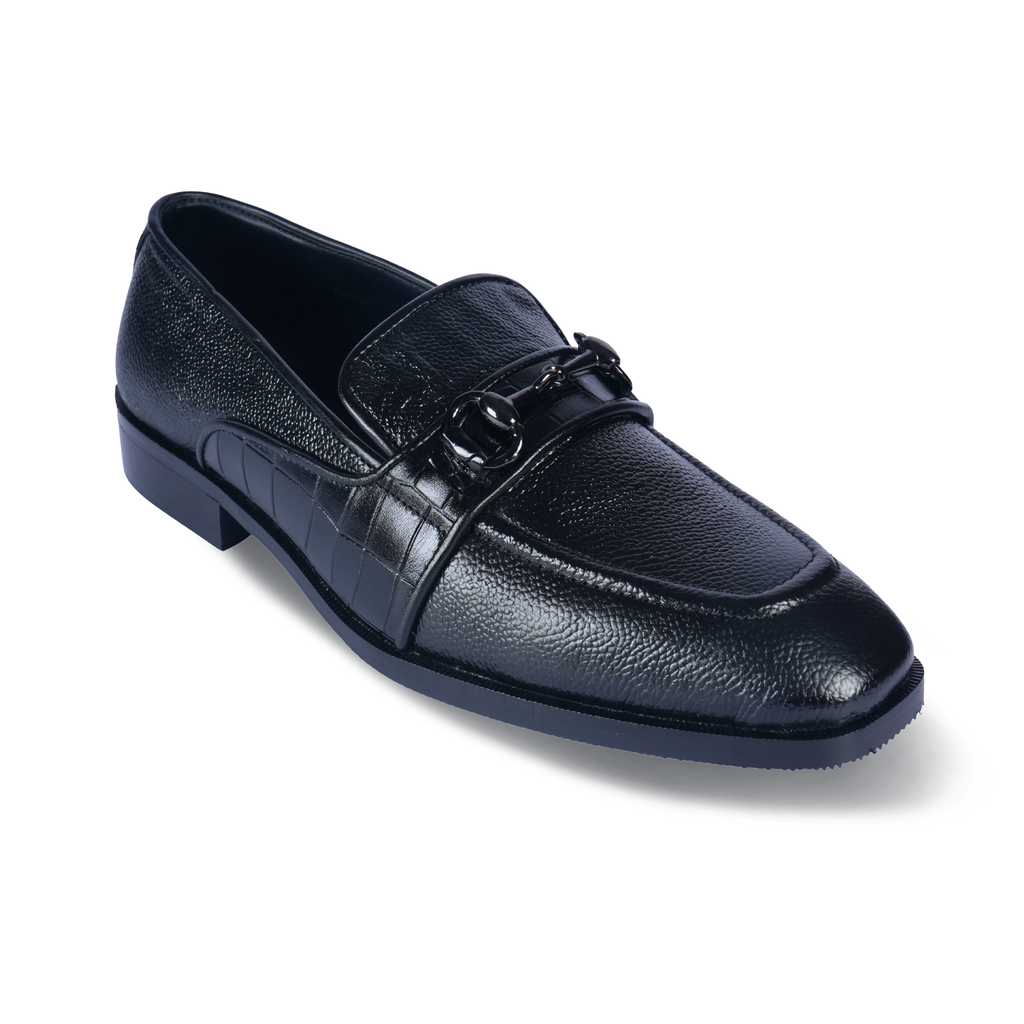 Midnight Croco Deco Moccasian – Italian T Shape & Textured Elegance