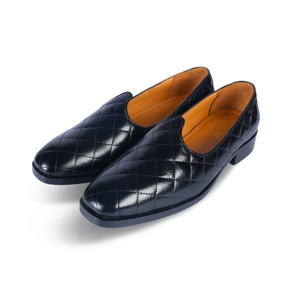 Black Quilted Jutti – Modern Italian Sheep Leather & Indian Handicraft