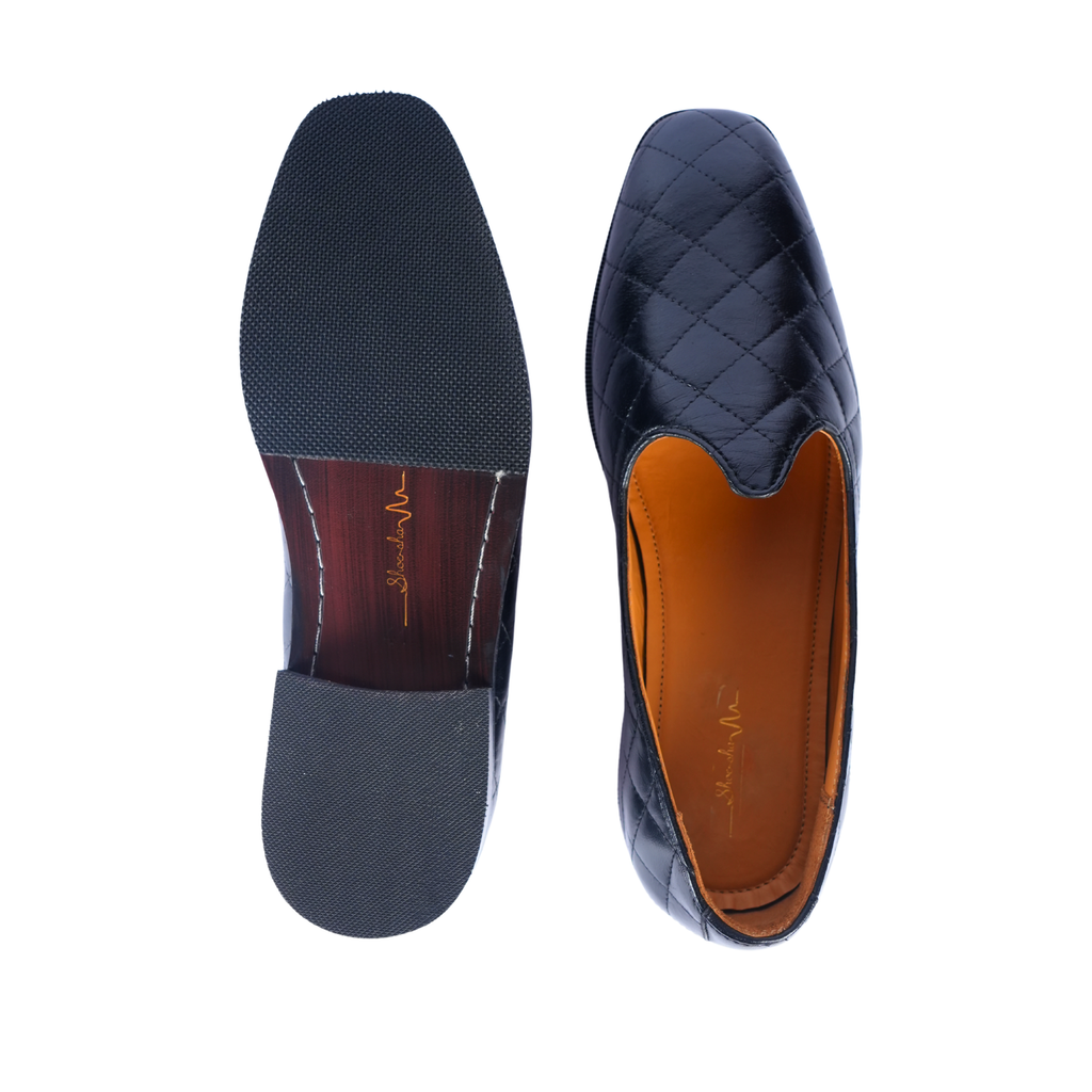 Black Quilted Jutti – Modern Italian Sheep Leather & Indian Handicraft