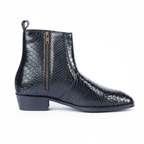 Snake Pattern Leather Boots – Textured Design, Knock Sound Sole & Elevated Comfort