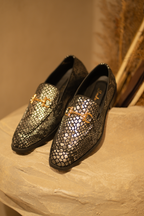 SILVER SNAKE MOCCASINS – Statement Party Wear