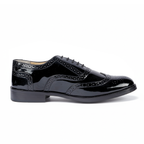 CLASSIC ROUND SHAPE BLACK PATENT BROGUES – Sophisticated Party Wear
