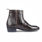 BROWN CROCO CUBAN BOOTS – Italian Leather & Elevated Sole