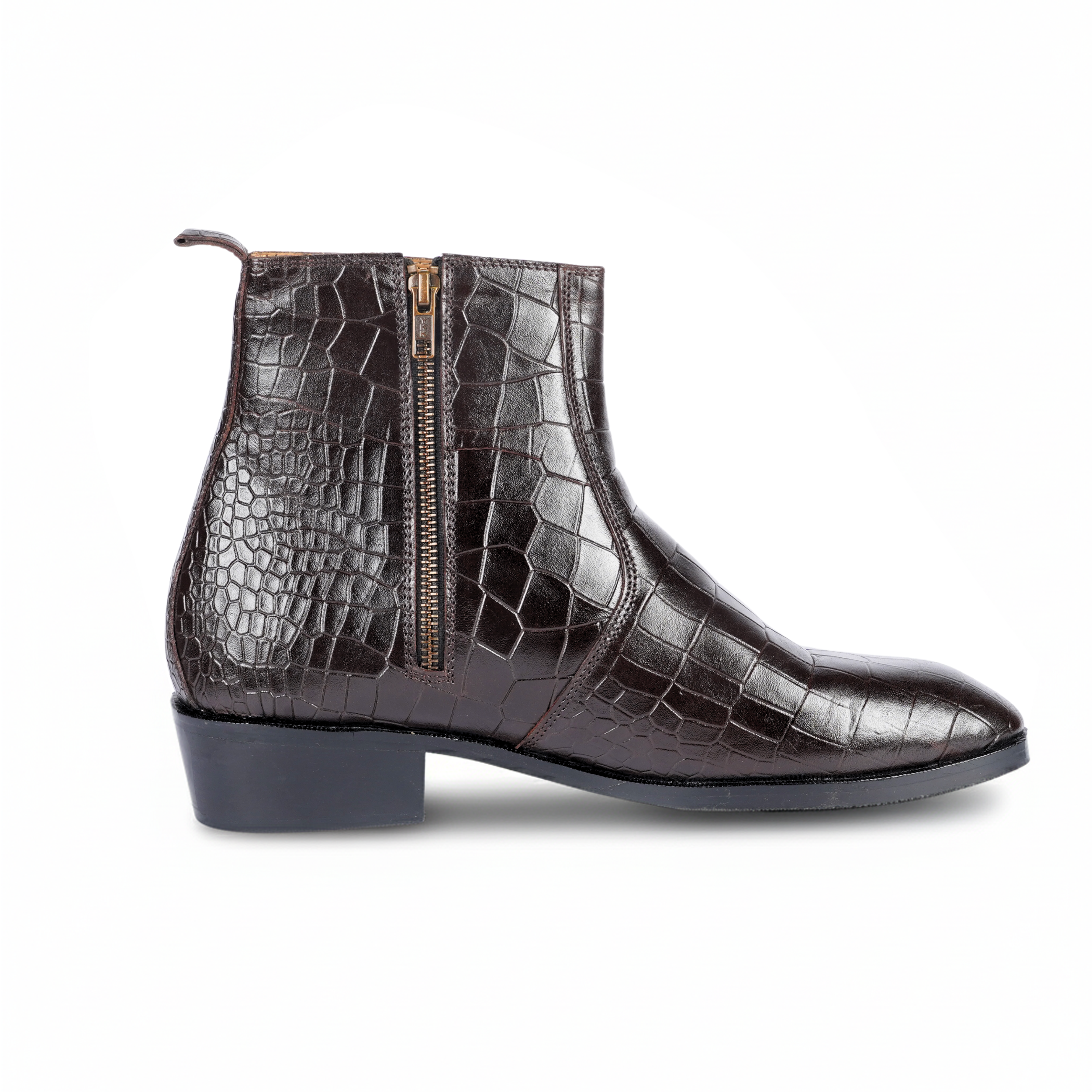 BROWN CROCO CUBAN BOOTS – Italian Leather & Elevated Sole