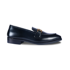 Noir Oro Italian Loafer – Black Italian Leather with Golden Buckle