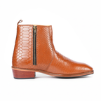 TAN SNAKE LEATHER CUBAN BOOTS – Luxe Tan Leather & Coordinated Sole