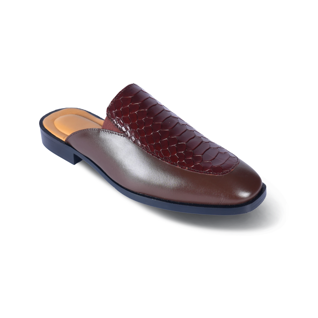Serpente Luxe Brown Mules – Italian Shape & Ethnic Versatility