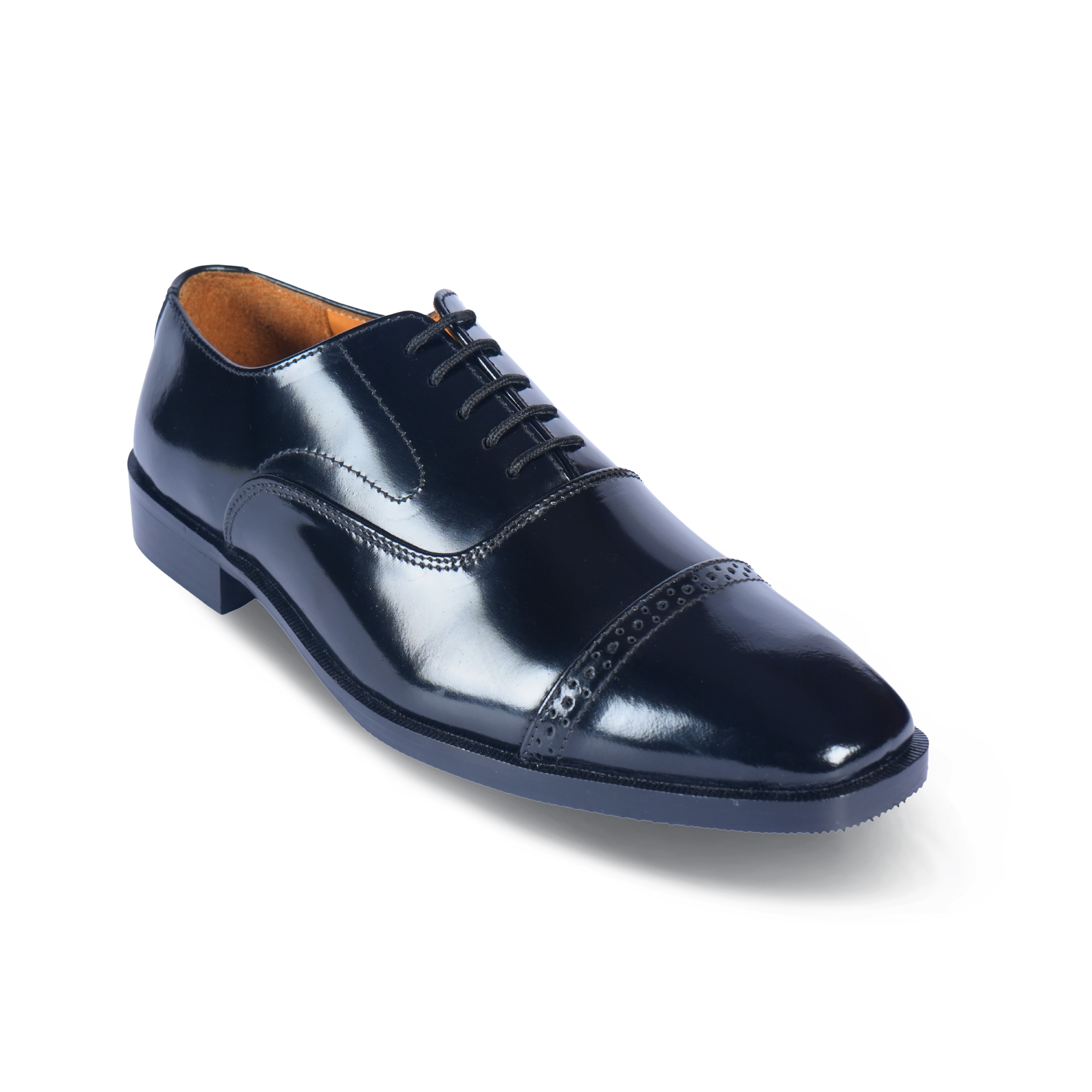 Black Oxford Punch Shoe – Italian Shape, Classic Style & Anti-Slip Sole