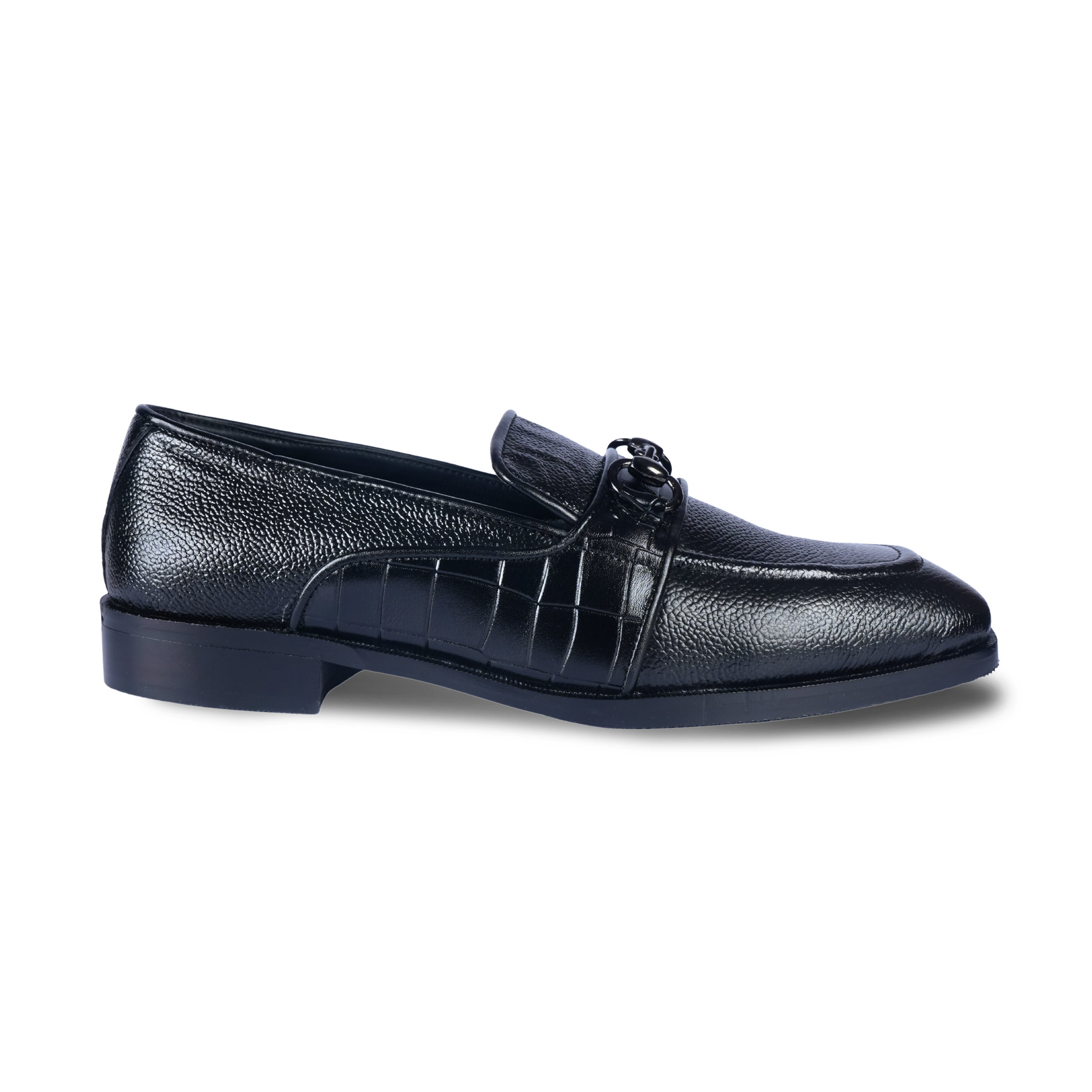 Midnight Croco Deco Moccasian – Italian T Shape & Textured Elegance