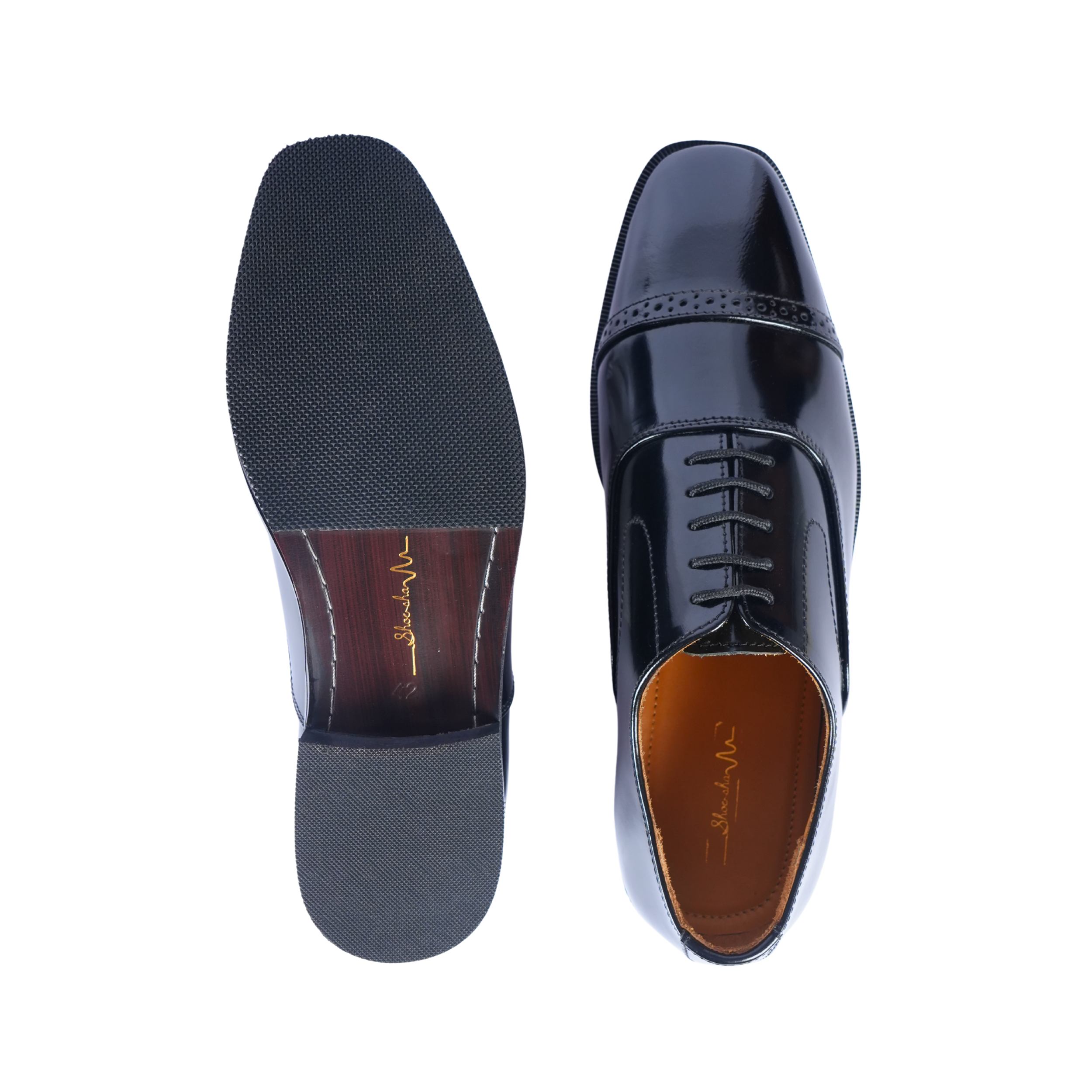 Black Oxford Punch Shoe – Italian Shape, Classic Style & Anti-Slip Sole