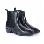 Snake Pattern Leather Boots – Textured Design, Knock Sound Sole & Elevated Comfort