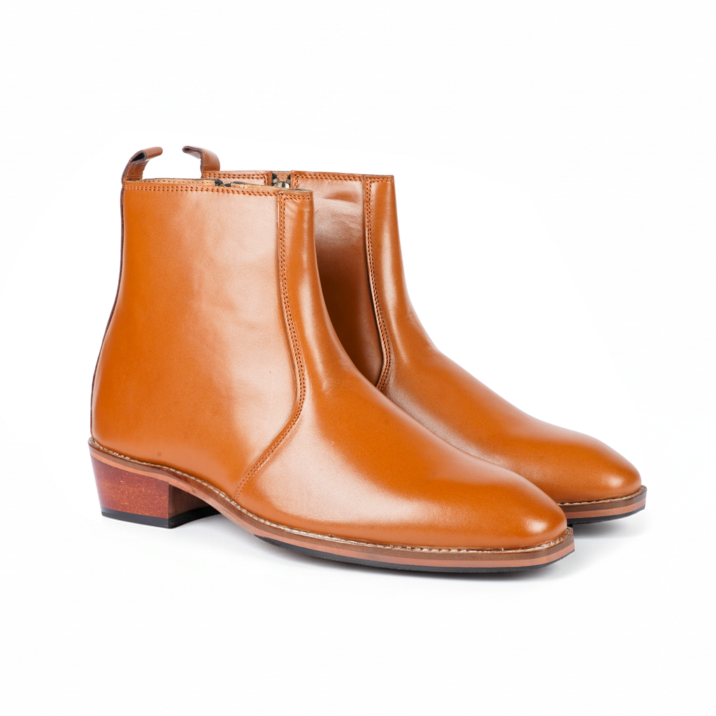 Tan Softy Cuba Boot – Italian Shape, Height-Elevated, Anti-Slip Sole