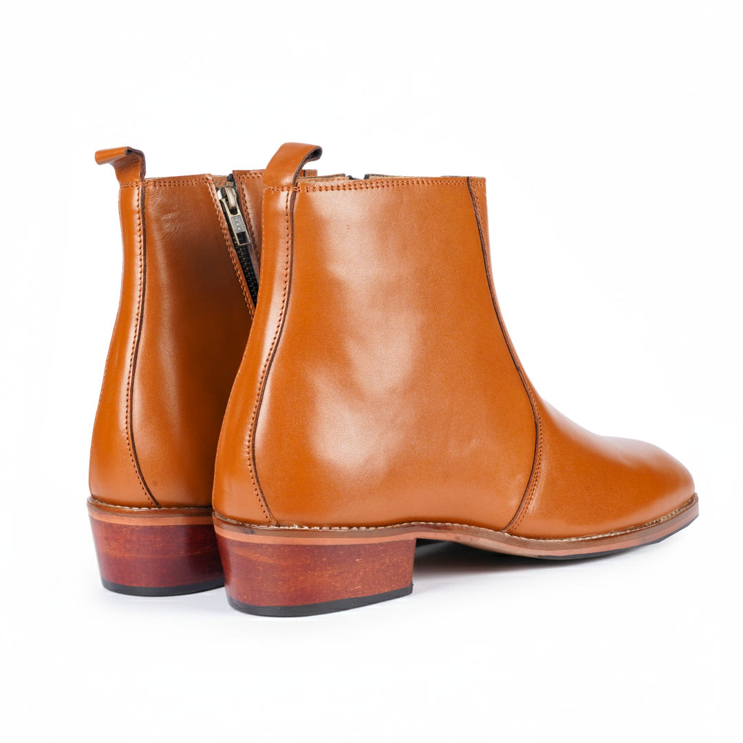 Tan Softy Cuba Boot – Italian Shape, Height-Elevated, Anti-Slip Sole