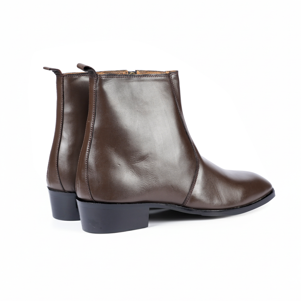 BROWN SOFT ITALIAN LEATHER CUBAN BOOTS – Height Elevated & Italian T Shape