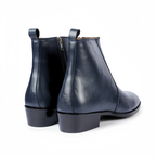 NAVY BLUE SOFT ITALIAN LEATHER CUBAN BOOTS – Elevated Elegance