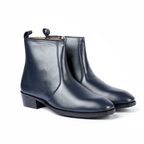 NAVY BLUE SOFT ITALIAN LEATHER CUBAN BOOTS – Elevated Elegance