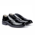 CLASSIC ROUND SHAPE BLACK PATENT BROGUES – Sophisticated Party Wear
