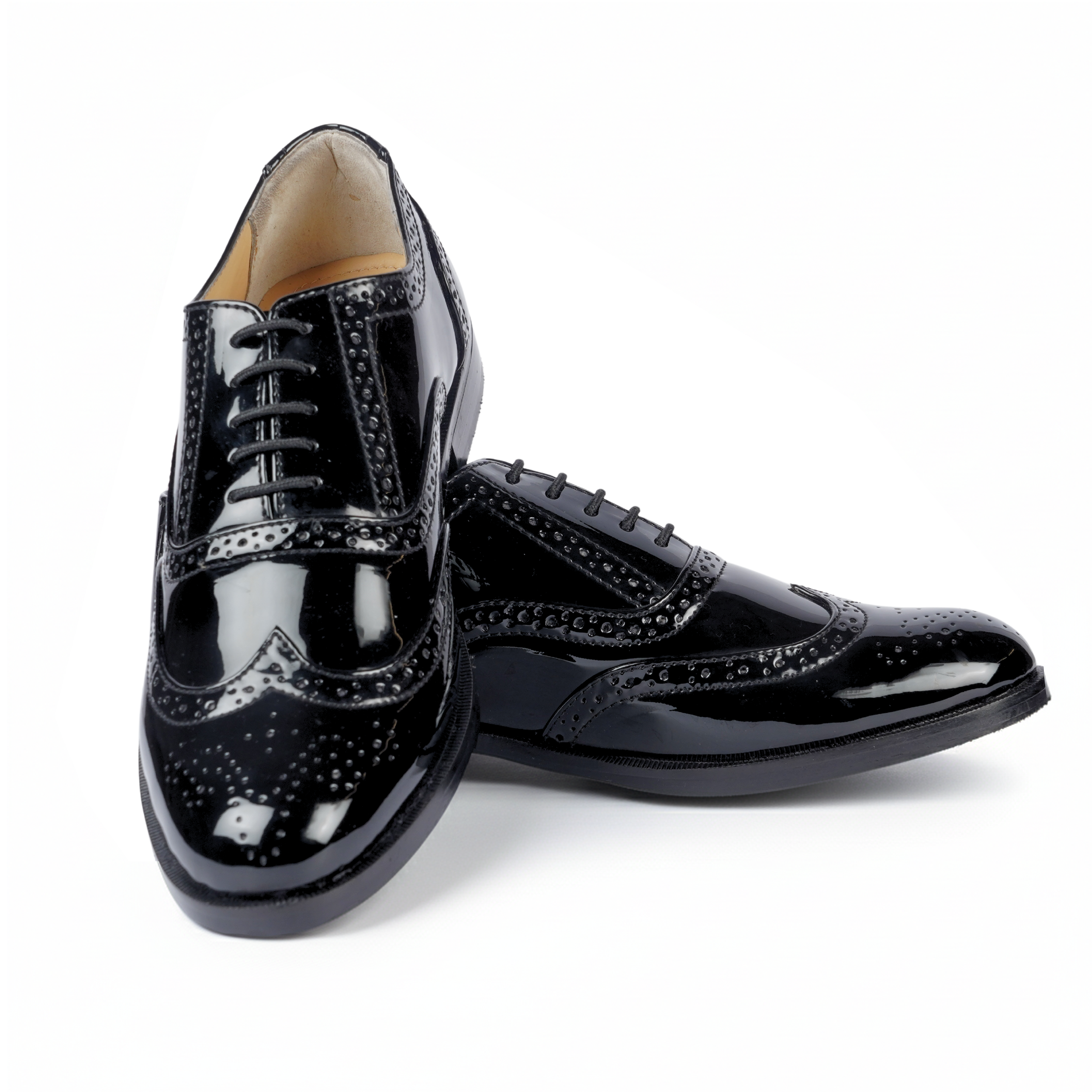 CLASSIC ROUND SHAPE BLACK PATENT BROGUES – Sophisticated Party Wear