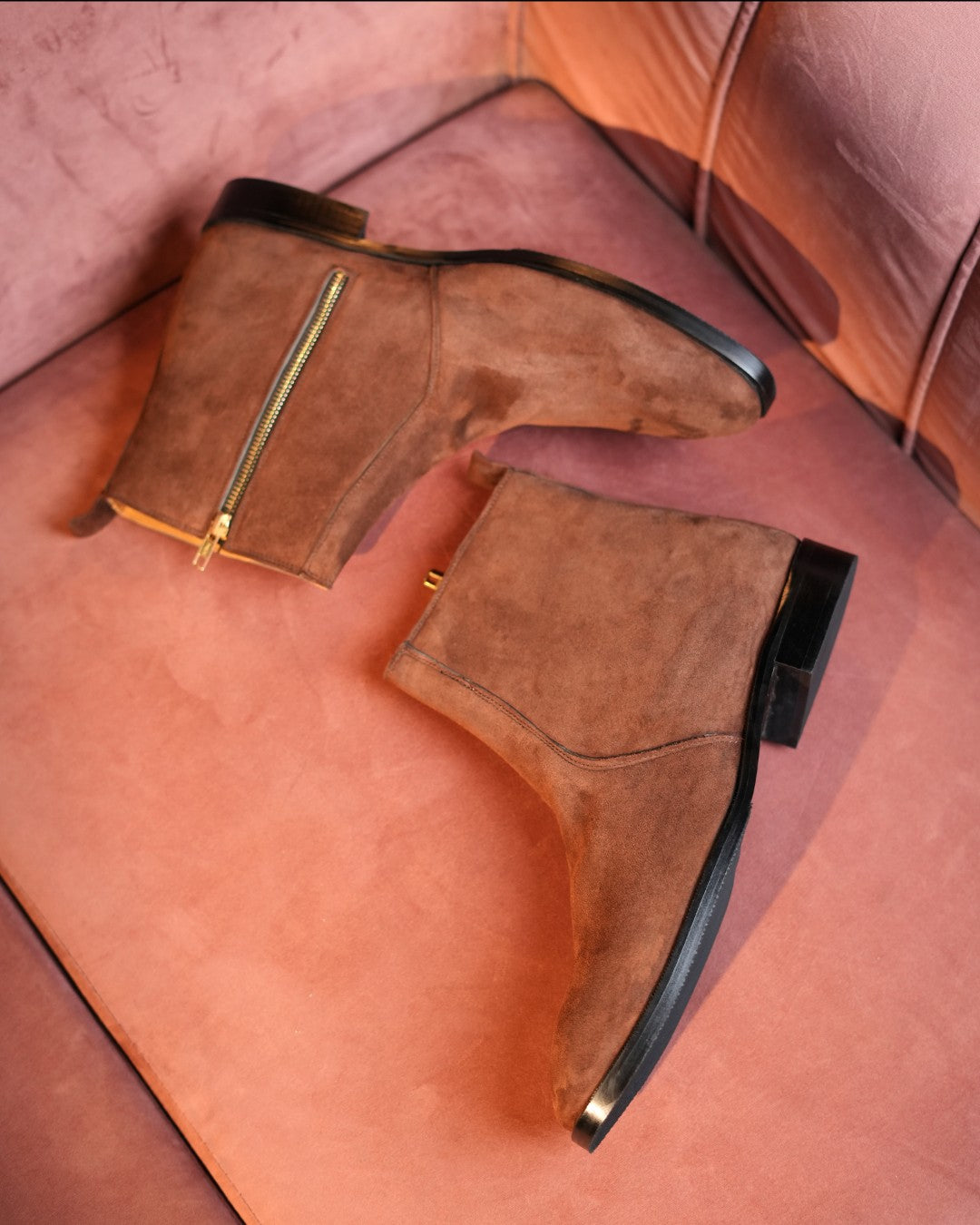 Brown Suede Cuban Boots