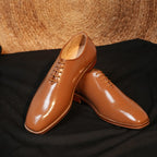 Tan Whole Cut Shoe – Classic Elegance with Toe Punch Detail