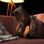 SNAKE FOIL CUBAN BOOTS – Italian Leather & Height Elevation