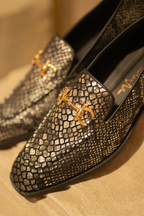 SILVER SNAKE MOCCASINS – Statement Party Wear