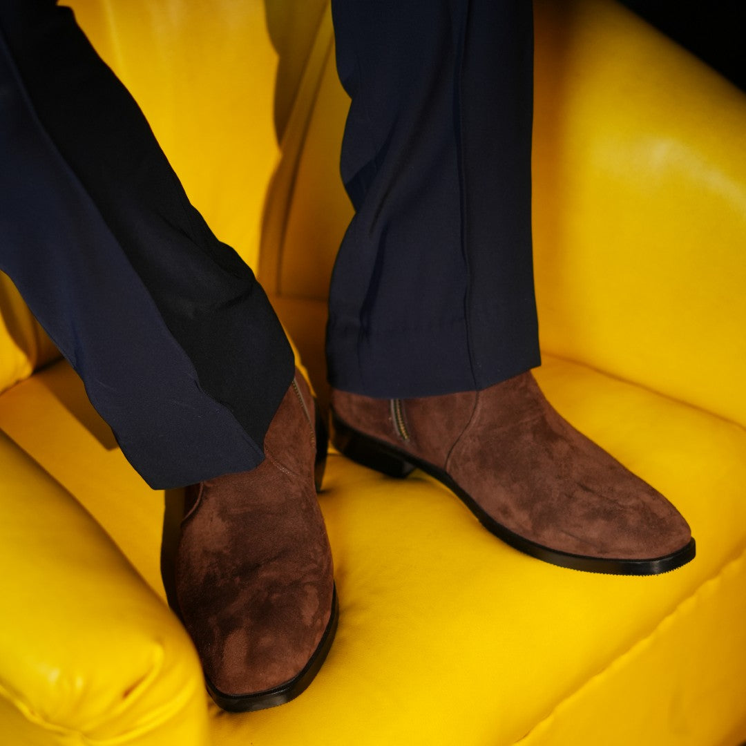 Brown Suede Cuban Boots