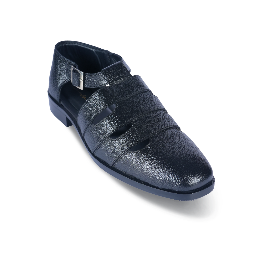 BLACK ITALIAN MILD THREE CUT SANDALS – Nawabi Design & Italian T Shape