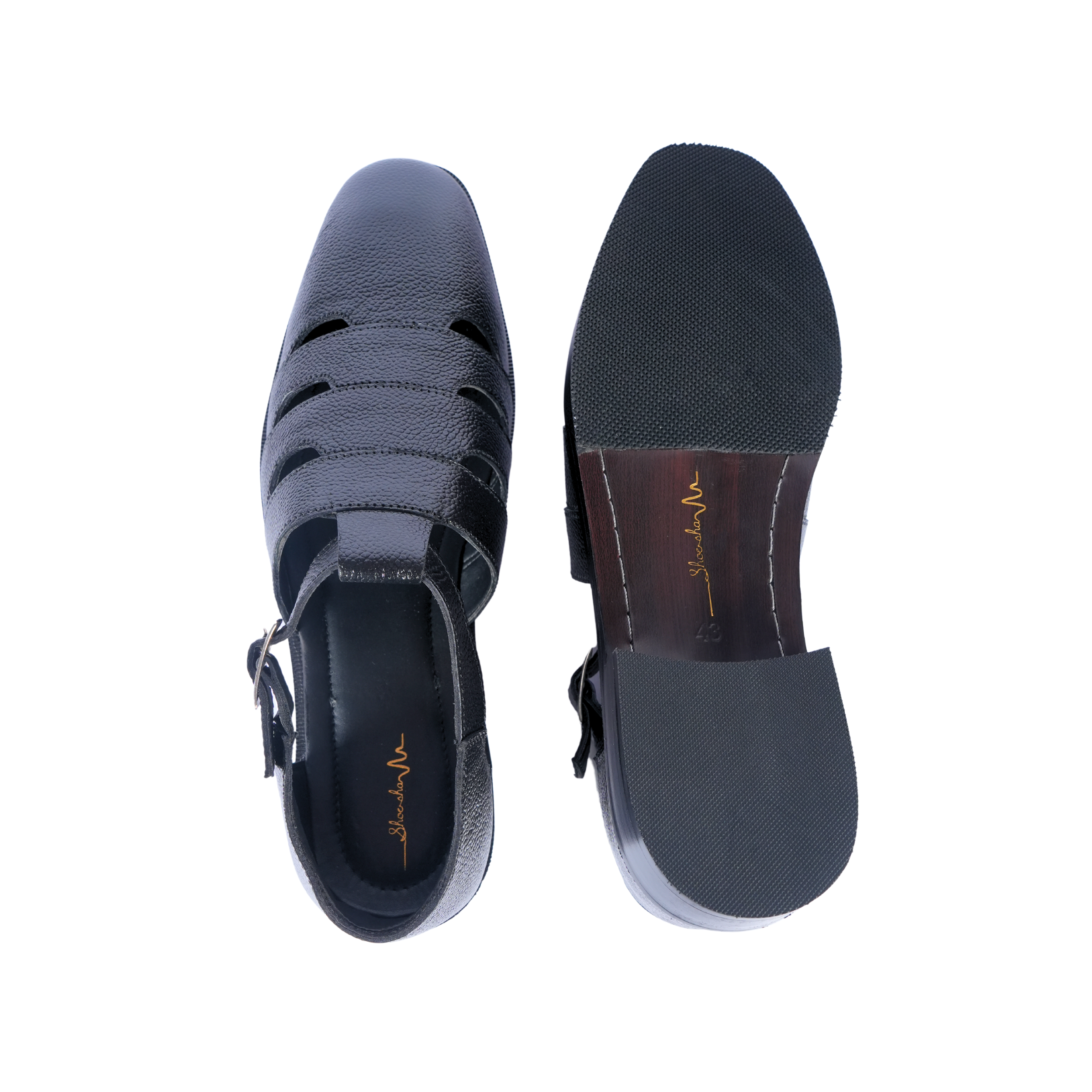 BLACK ITALIAN MILD THREE CUT SANDALS – Nawabi Design & Italian T Shape