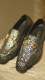 SILVER SNAKE MOCCASINS – Statement Party Wear