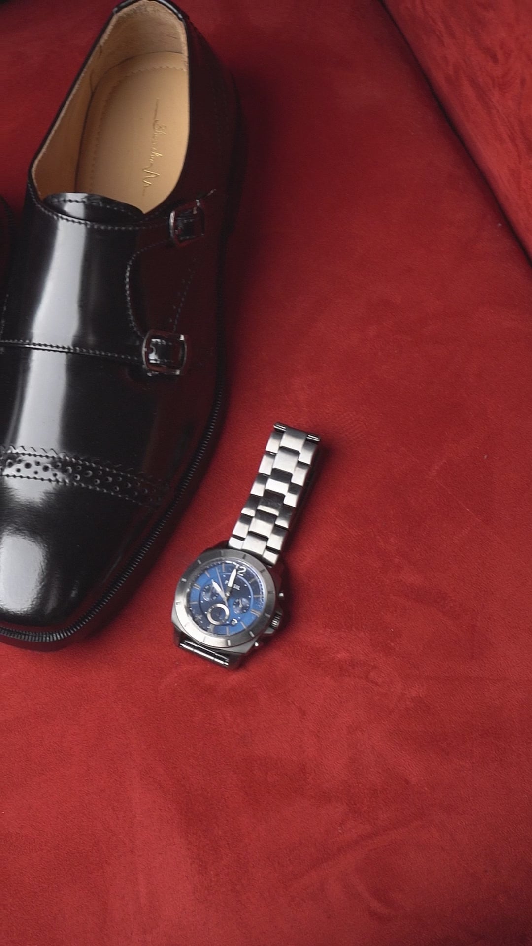 Black italian double monk shoes