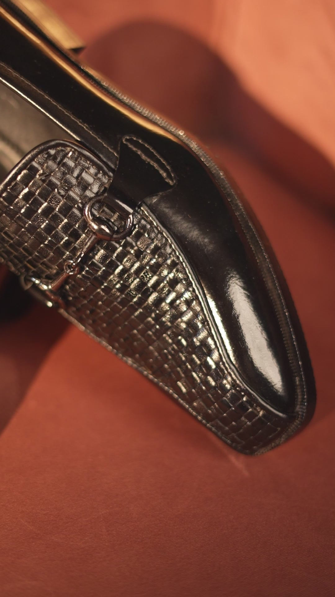 Black Italian Handmade Woven Moccasin